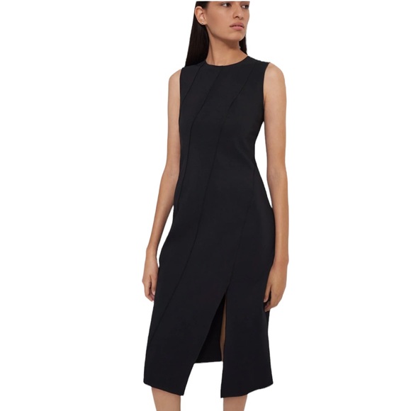 Theory Sleeveless Bias Seam Midi Dress in Precision Ponte Black L NWT - Picture 2 of 13